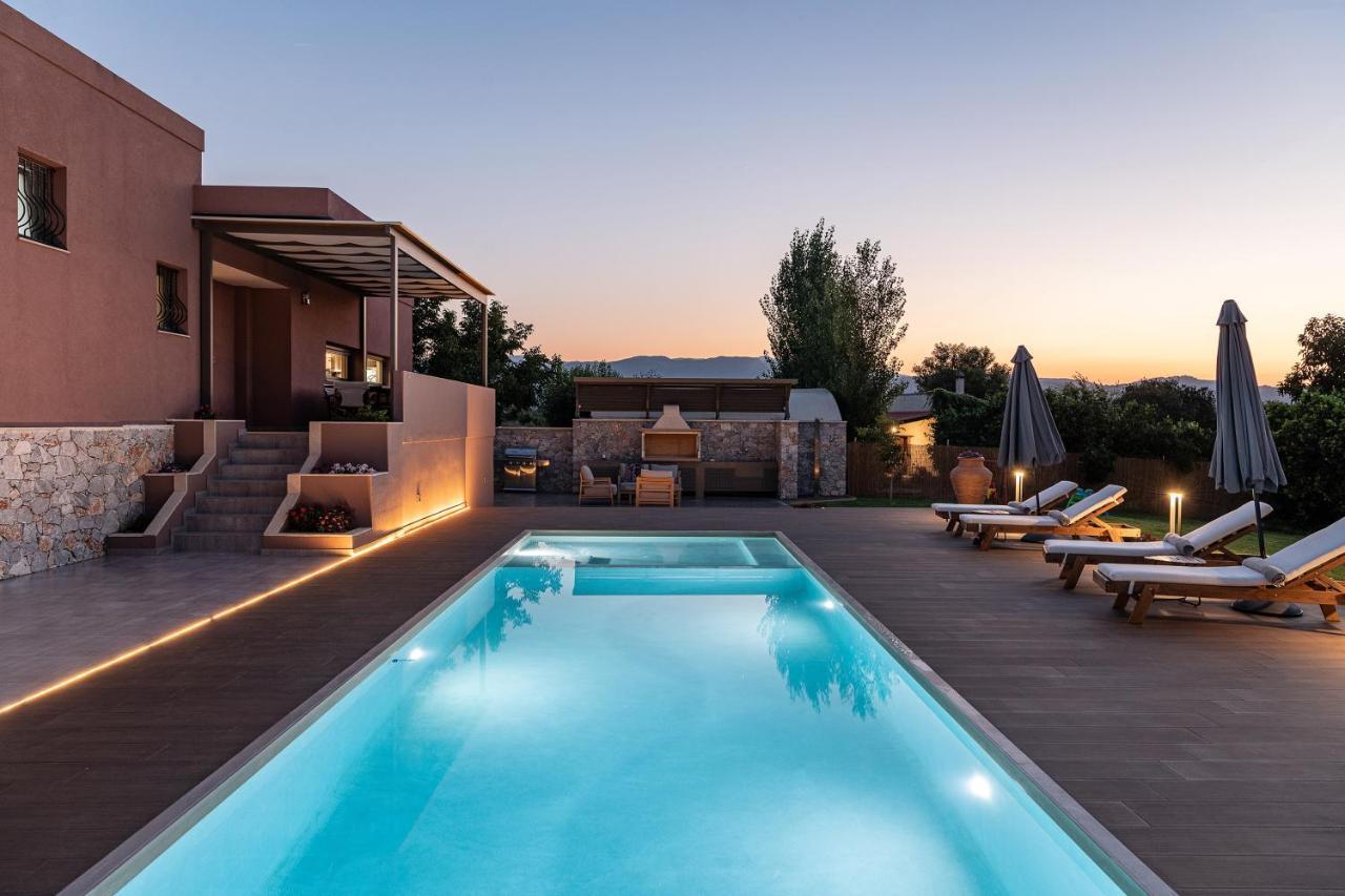 Villa Enny, 3 Bd With Private Heated Pool Agia  Luaran gambar